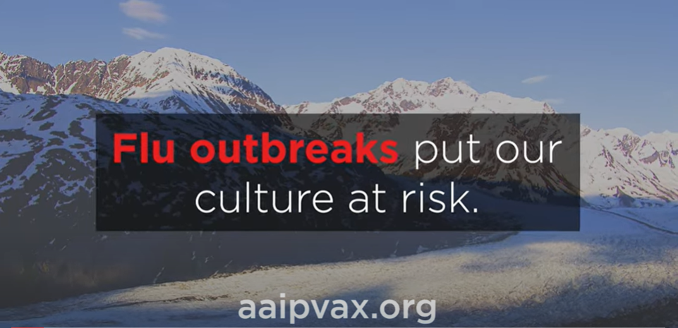 mountains with the text "Flu outbreaks put our culture at risk"