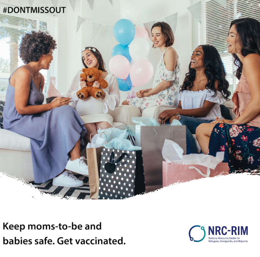 Thumbnail image showing a group of women of different races/ethnicities smiling and celebrating at a baby shower.