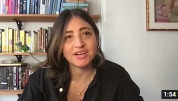 New mom, Valeska, giving an interview at home. 