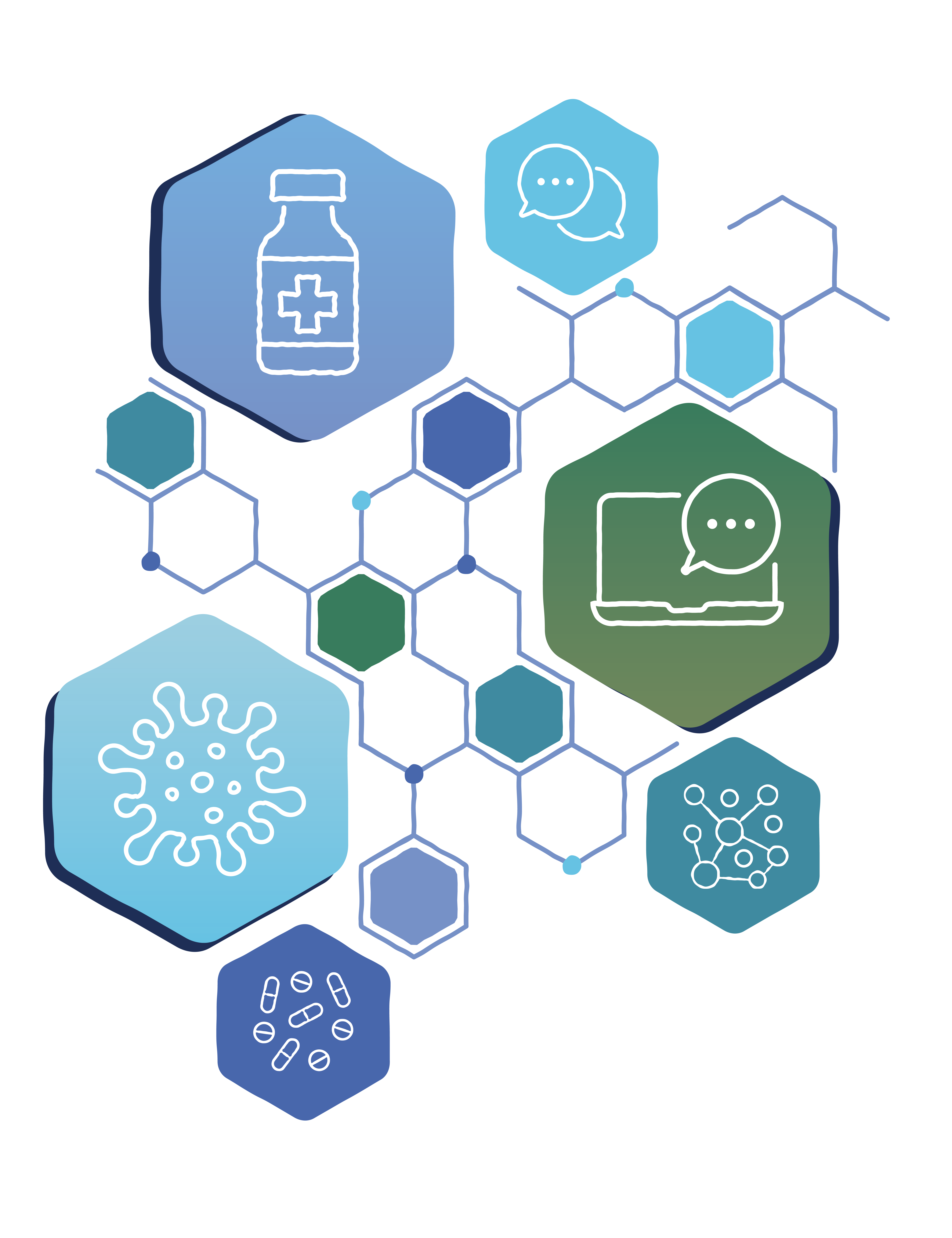 Graphic with health care icons