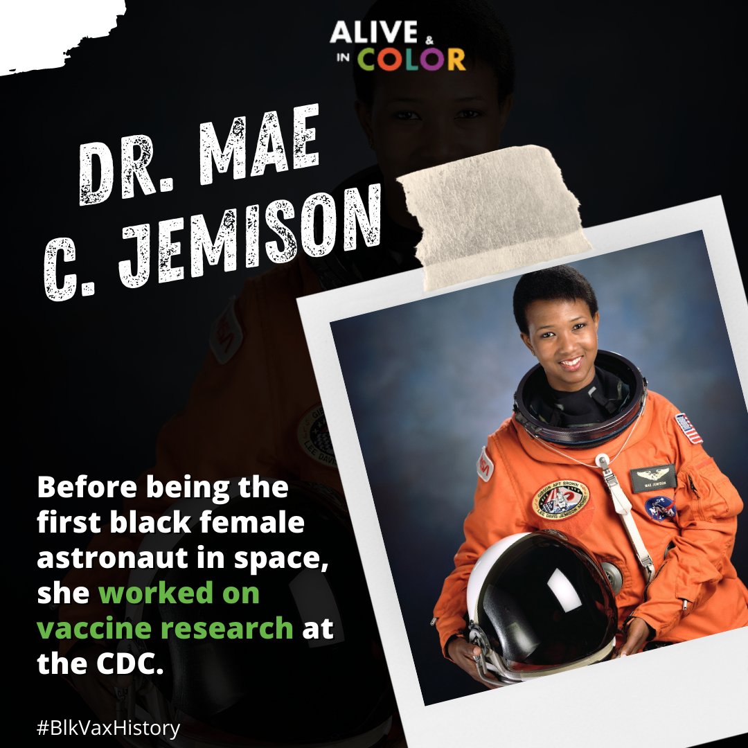 Black Vaccine History social media post with example text and photograph