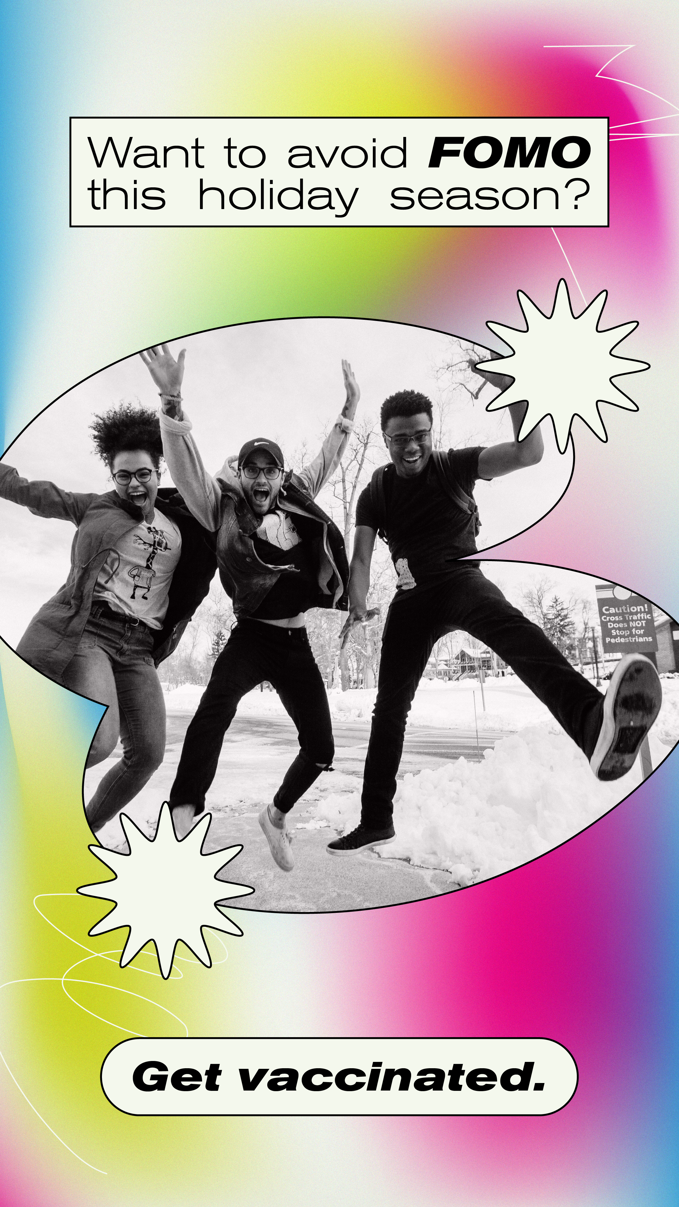 Young people jump happily