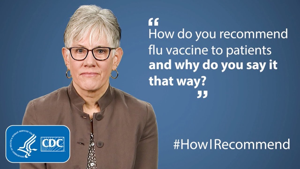 Carol Hayes, CNM next to text reading "How do you recommend flu vaccines to patients and why do you say it that way?" With the hashtag "How I recommend"