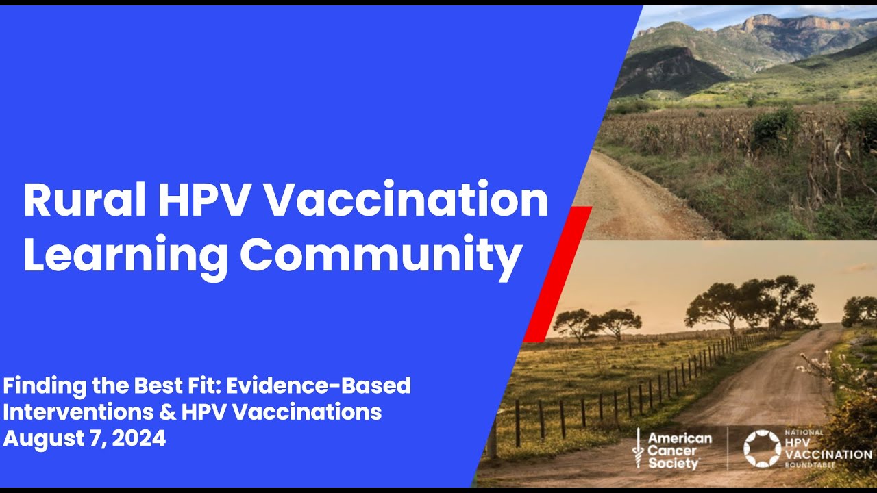 Graphic includes images of landscapes. Text says: "Rural HPV Learning Community."