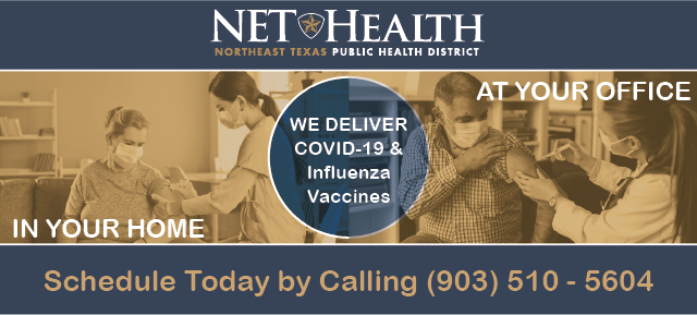 Image for a billboard design has a woman giving another woman a vaccine on the left side and a woman giving an older man a vaccine on the right side. 