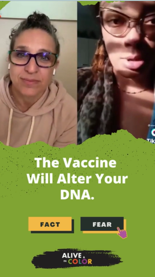 screenshot of a video showing two women on a split screen. The Alive and in Color logo is at the bottom