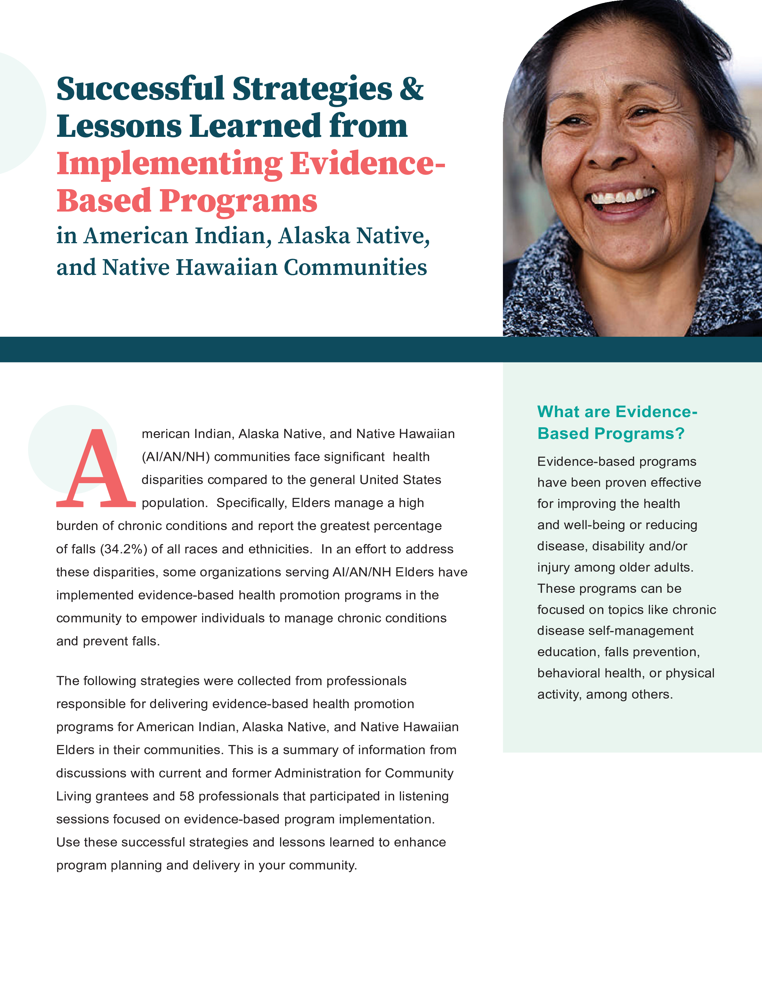 Photo shows an indigenous elder smiling