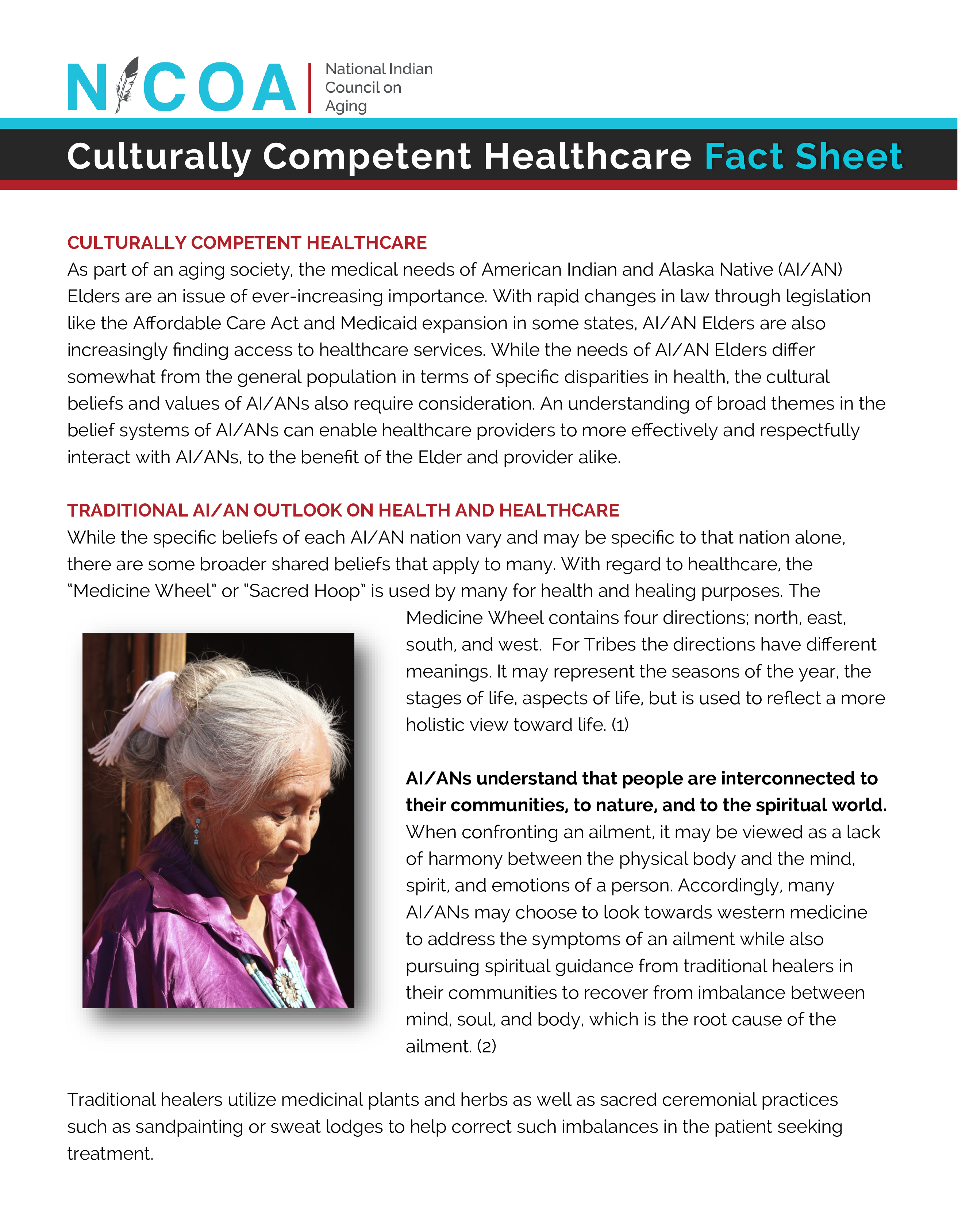 Photo of a Native American Elder on a full page of text. 