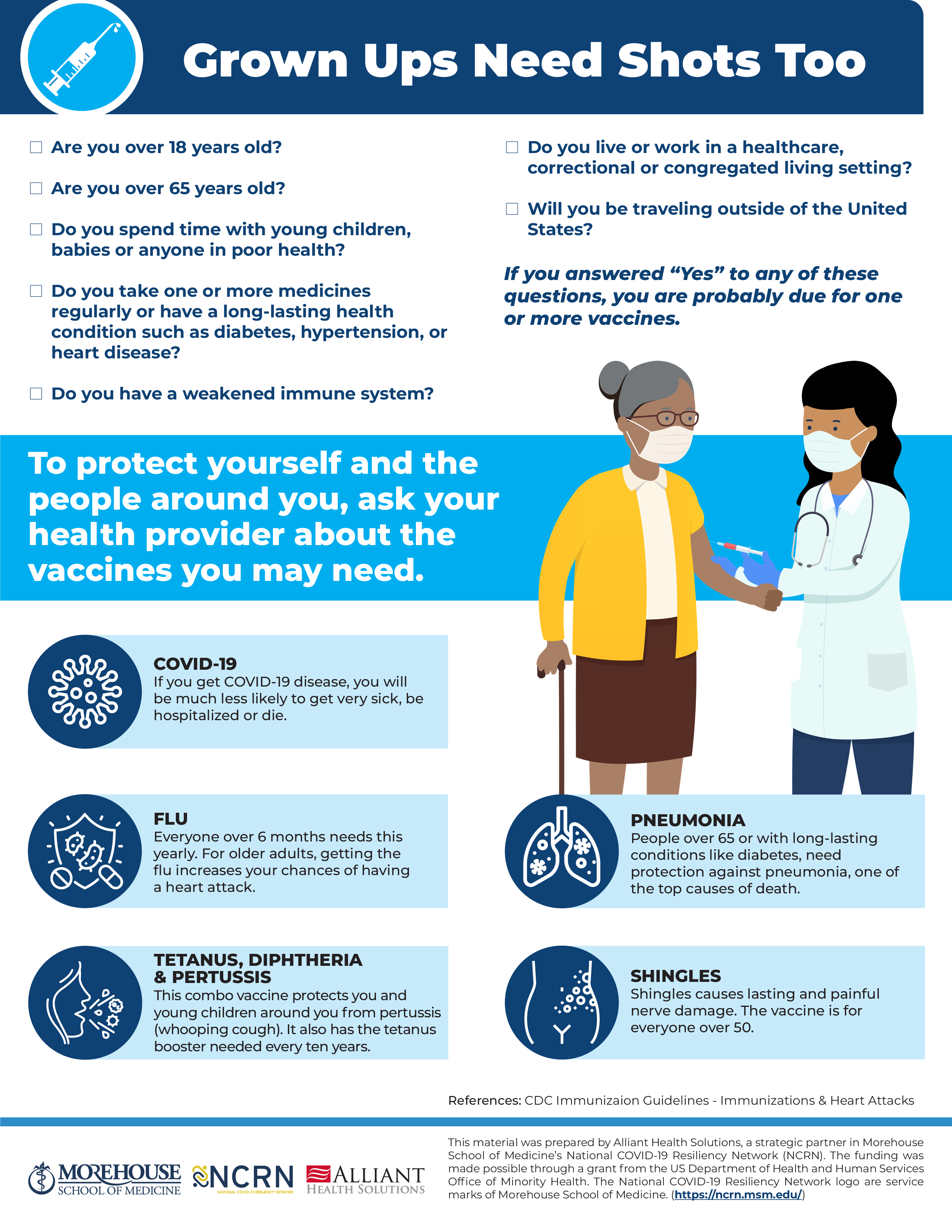 flyer called grown ups need shots too