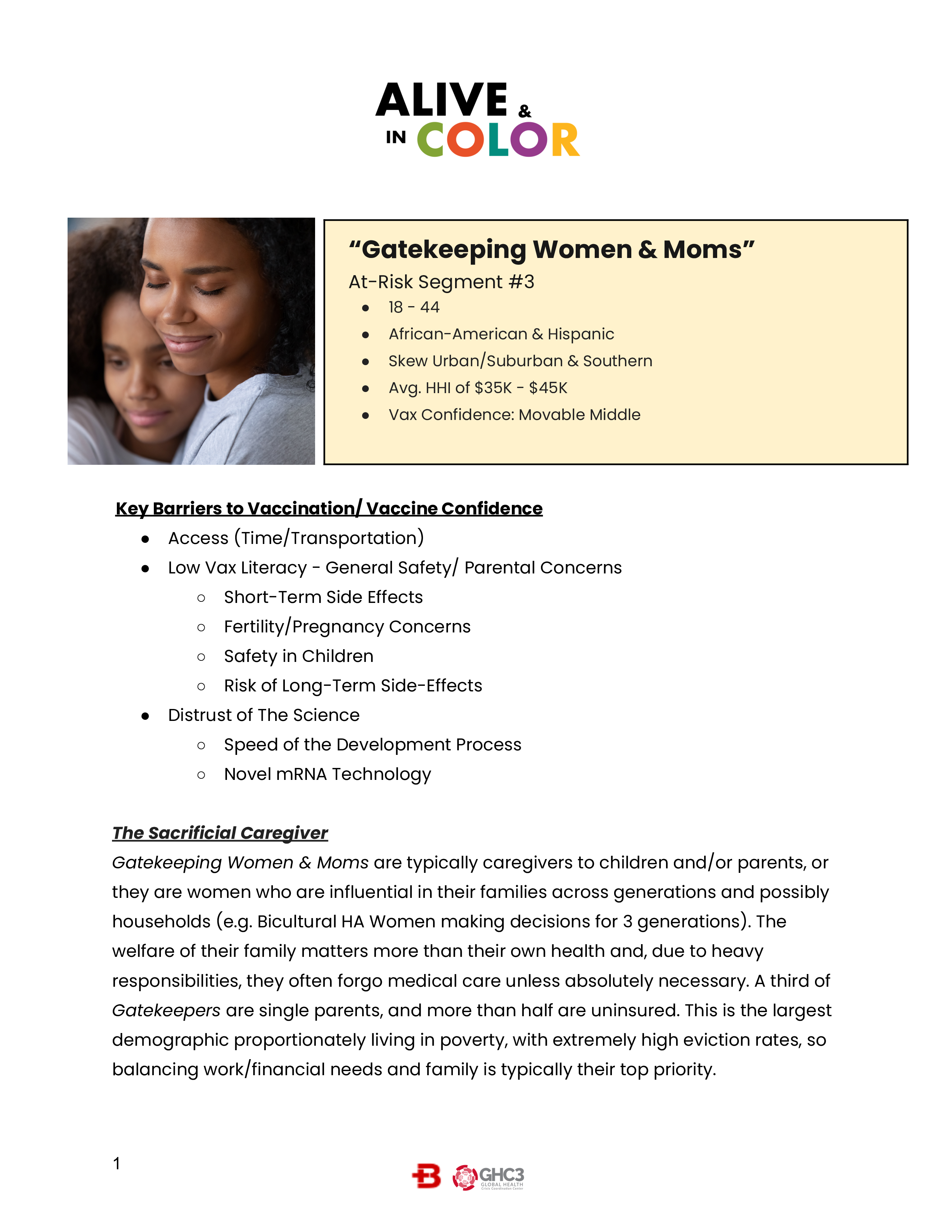 document about "Gatekeeping Women and Moms" audience segment