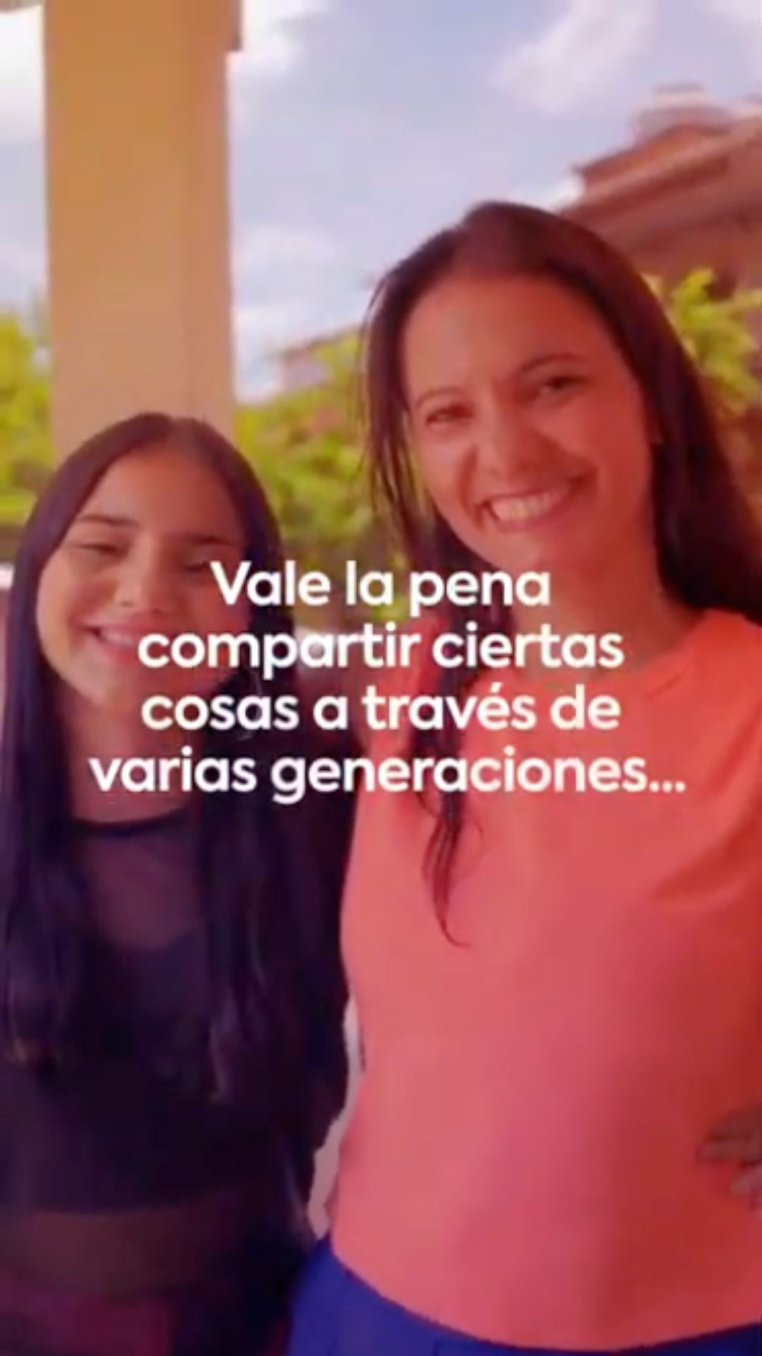 First frame shows a mom and daughter with text that reads, “Some things are worth sharing across generations…” Next frames show an older woman and a middle-aged woman and text: “Like your abuela’s confidence. And your tia’s tenacity.” Next frames show two mom-and-daughter pairs and text: “Show your love by protecting the next generation. Make sure they’re vaccinated for HPV. The HPV vaccine helps prevent over 90% of cancers caused by HPV, including cervical cancer.”
