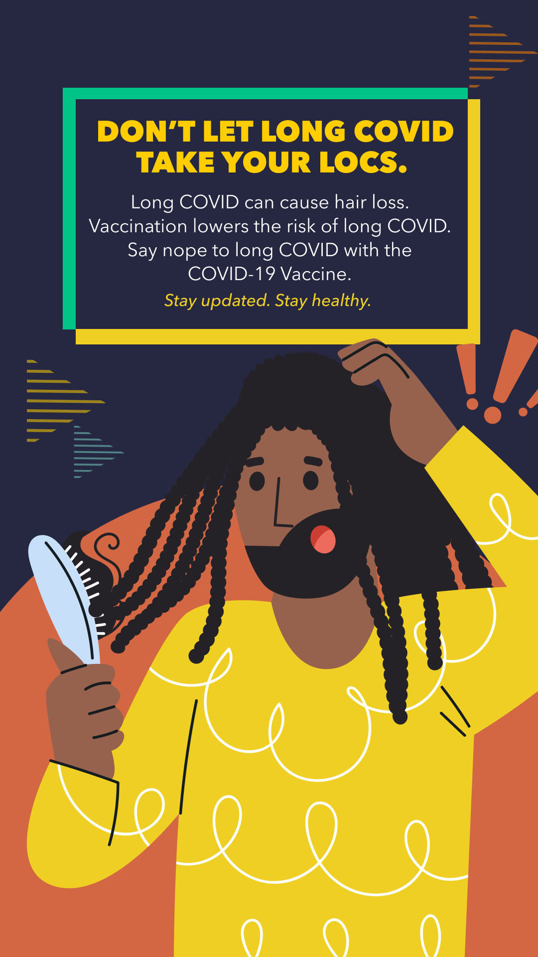 Black person holds a hairbrush and touches their scalp, looking nervous.