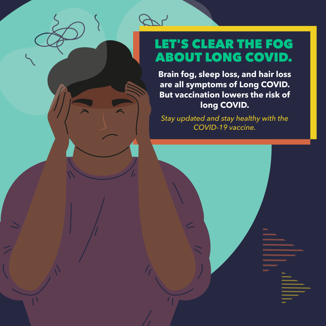 Cartoon illustration shows a young Black man looking uncomfortable as he rubs his temples.