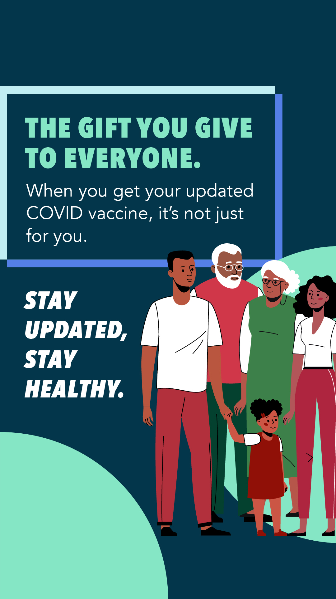 Drawing of two grandparents, two parents, and one small child.