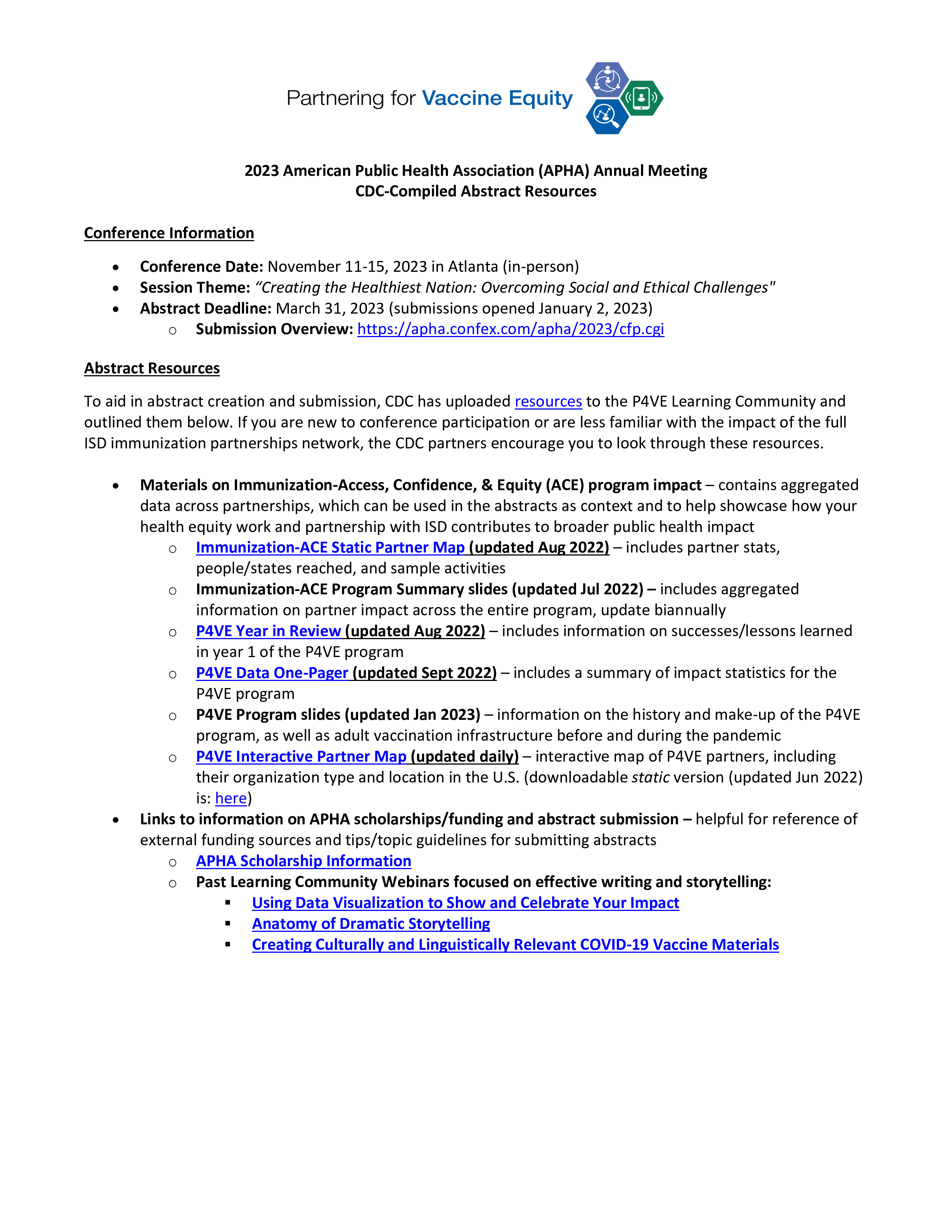 List of CDC-compiled abstract resources .