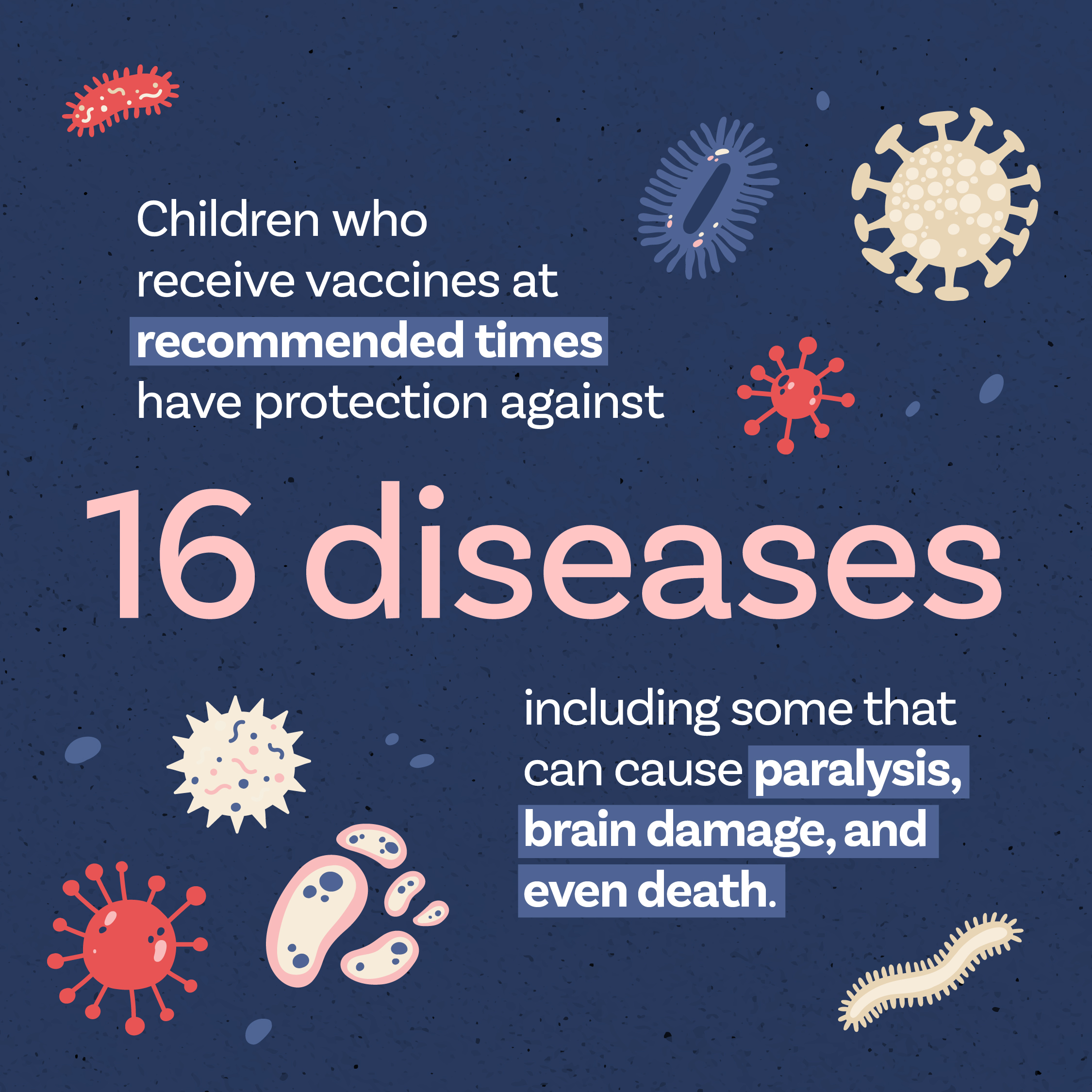 Graphic shows text surrounded by various illustrations of infectious diseases.
