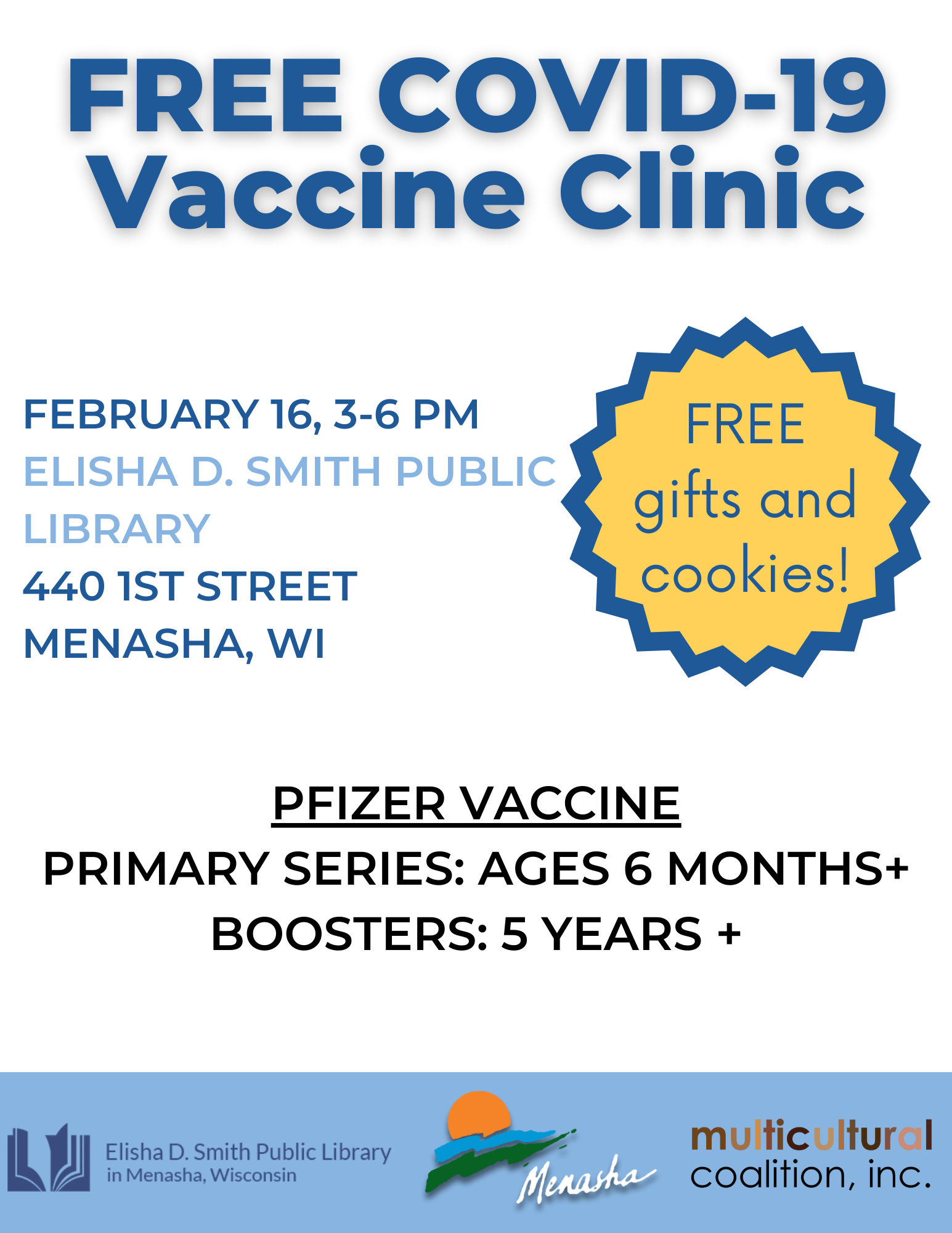 Free COVID-19 vaccine clinic flyer