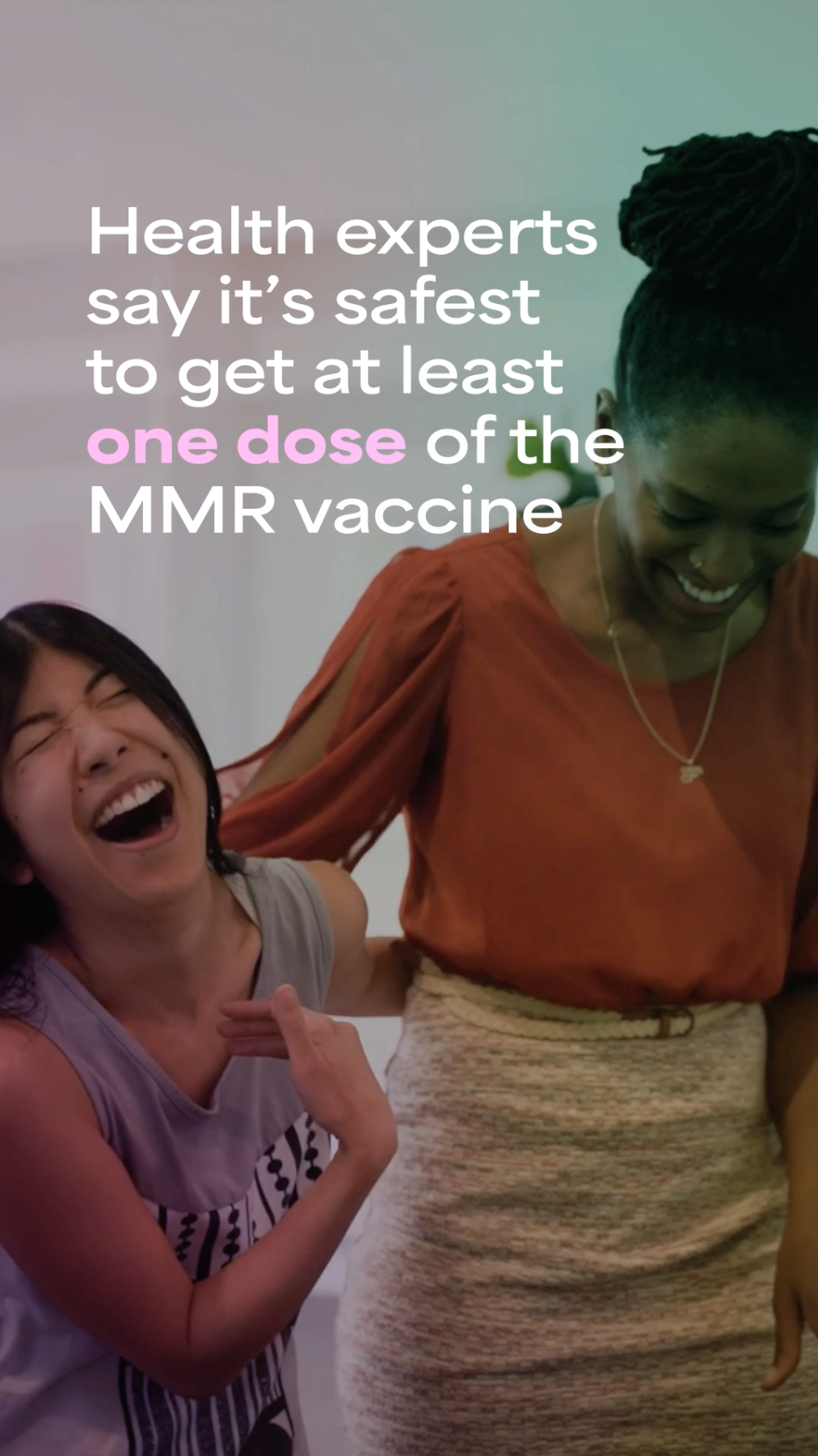 Video with text highlights importance of one dose of the MMR vaccine for uncertain young adults