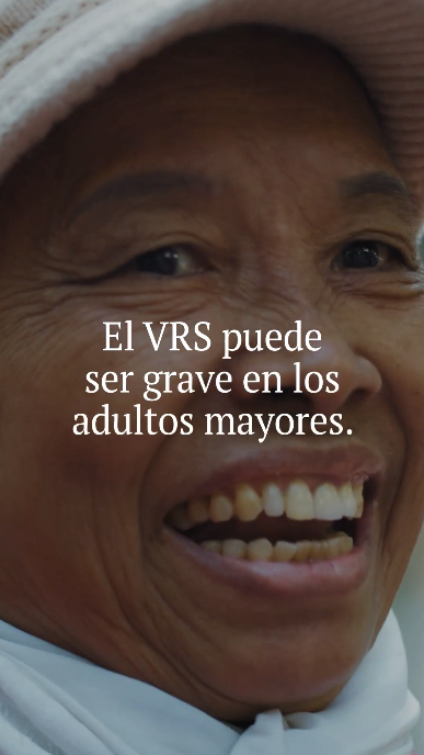 Clip of an older adult wearing a hat and smiling: “RSV can be serious for older adults.” Clip of another older adult reading: “But the vaccine cuts the risk of hospitalization by nearly 70%” with a source at bottom. Close-up clip of an older adult: “Protect yourself. Ask your doctor about the RSV vaccine.”