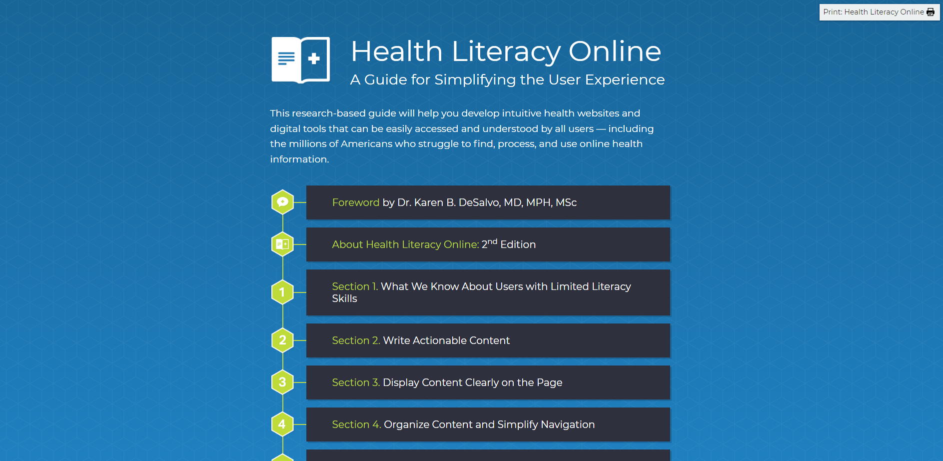 health literacy online webpage