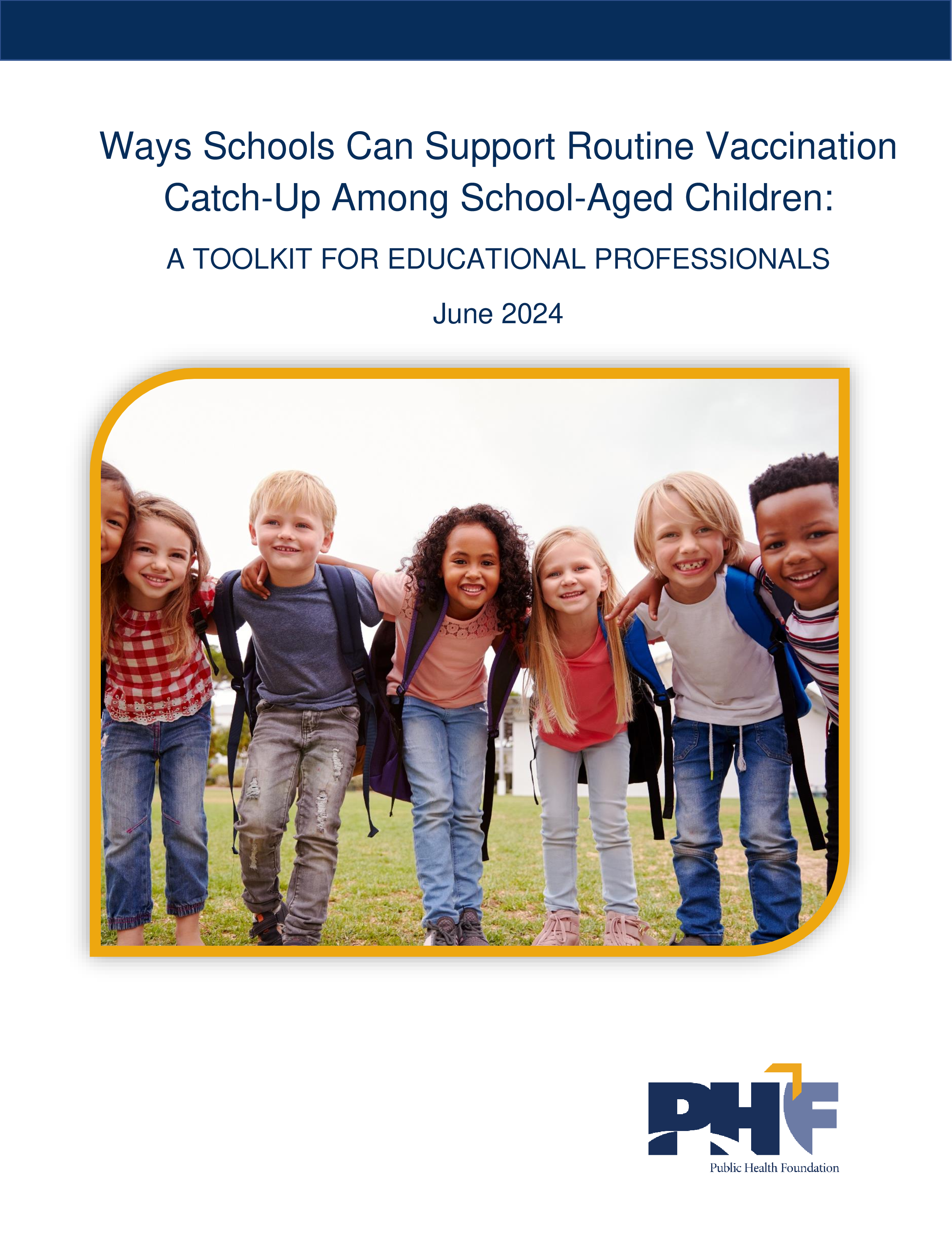 report cover with photo of many children smiling with arms around each other