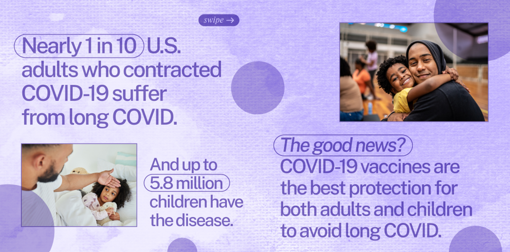 Image with two panels, first of a Black father checking the temperature of his daughter, second of a Black father hugging his son.