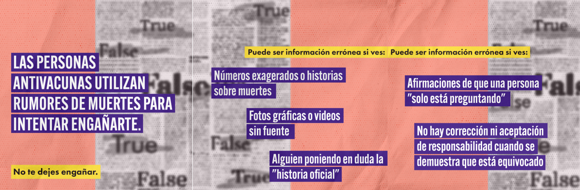 Panel of images shows a background of newspapers with the words true and false emphasized 