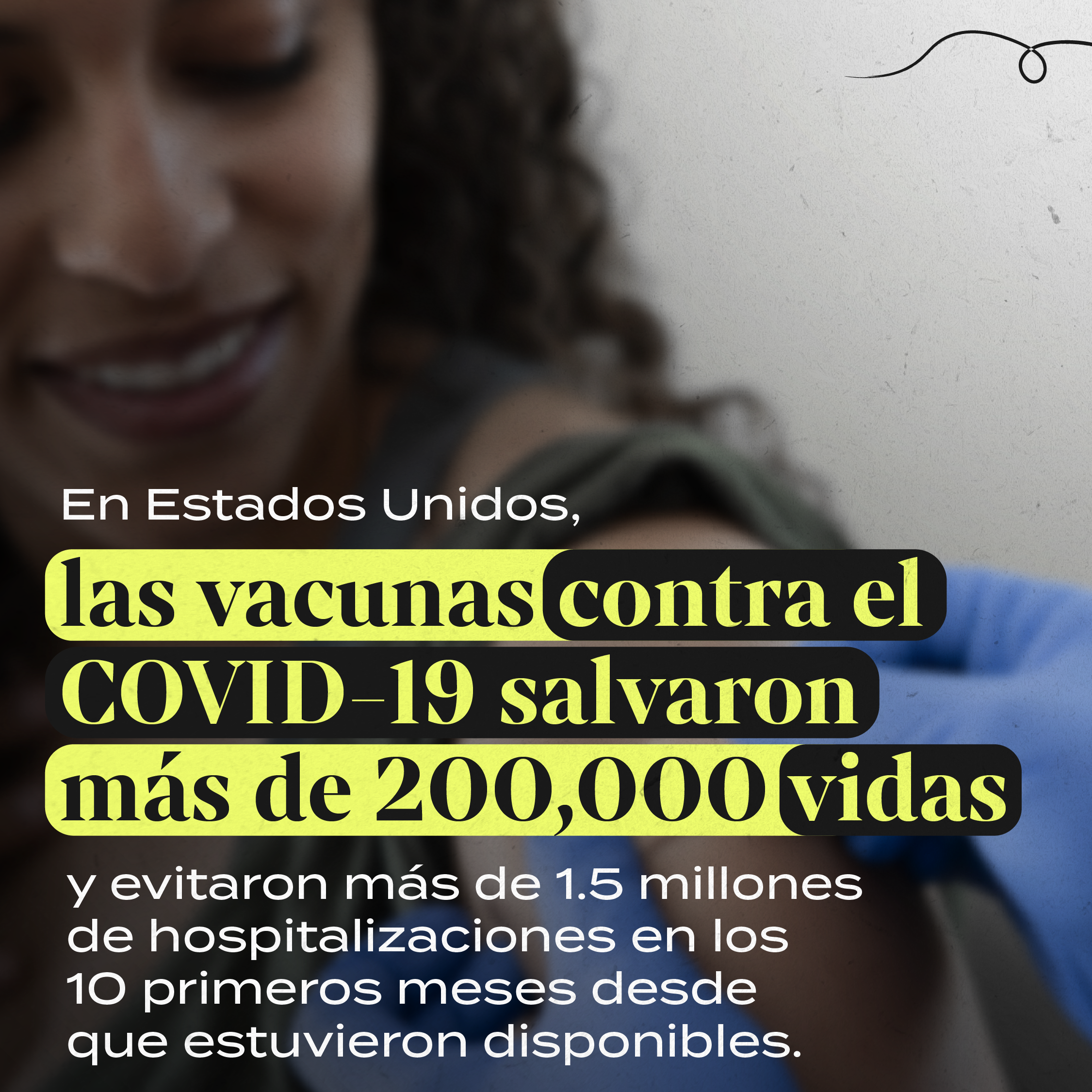 Closeup photo shows a woman smiling as a health provider puts a band aid on her shoulder