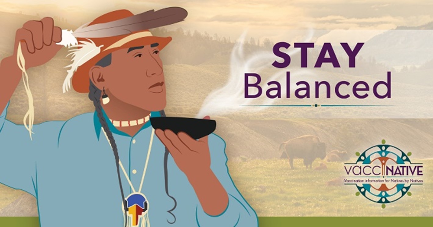 A Native man holds a feather and a small bowl-shaped vessel emitting smoke, looking serene.