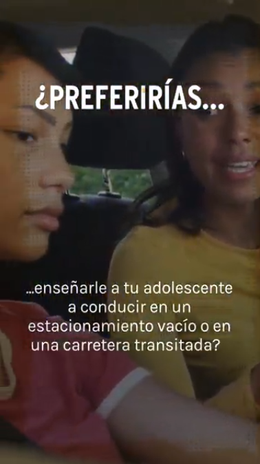 Opens on a teen driver and text: “Would you rather teach your teen to drive in an empty parking lot or on a busy highway?” Next clip shows someone shutting their computer and text: “Would you rather install antivirus software or download malware to ‘learn from it’?” Next clip shows a child with a Band-Aid and text: “Would you rather build immunity the safe way or risk it all?” Final clip reads: “Vaccines are the safest way to get immunity against dangerous diseases” and shows the El Beacon logo.