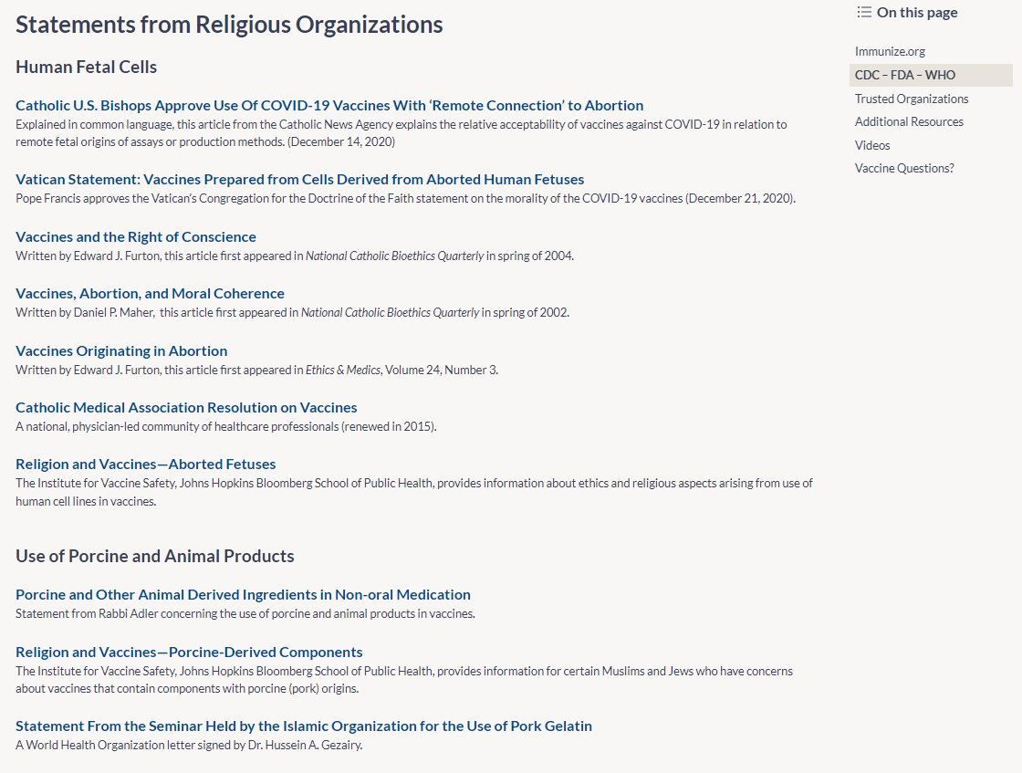 immunize.org webpage