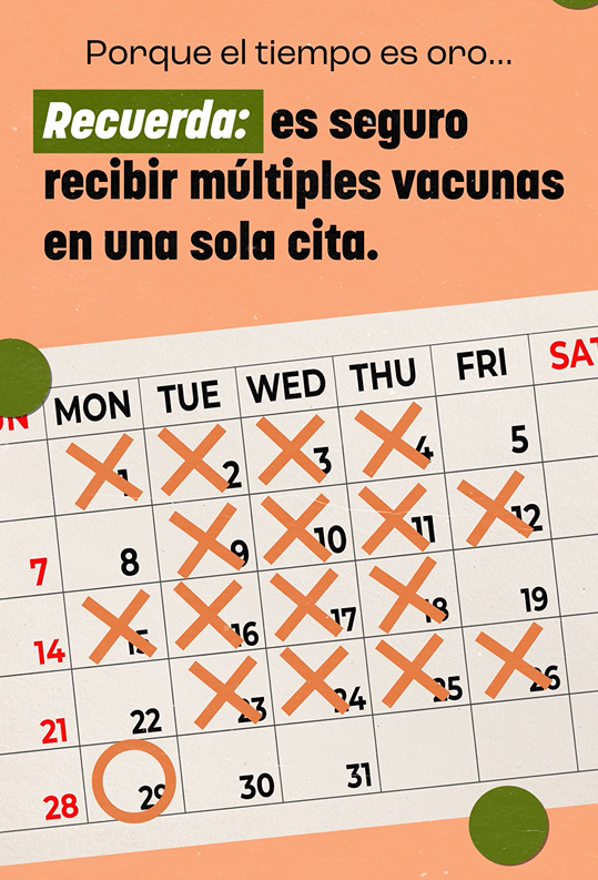 Video still shows a monthly calendar with dates crossed off, indicating time is of the essence to get vaccinated.