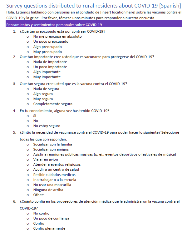 Word doc shows survey questions in Spanish.