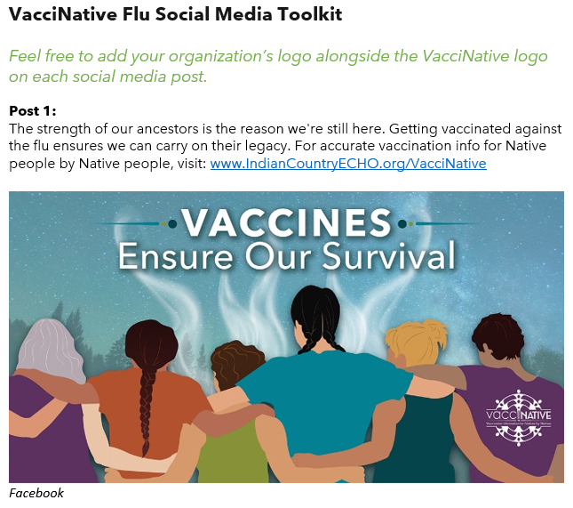 Word document shows a social media graphic alongside a suggested caption.