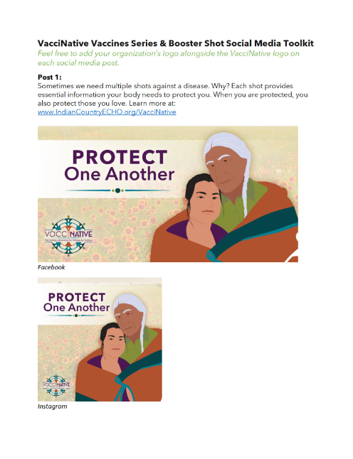 Word document shows a social media graphic alongside a suggested caption.