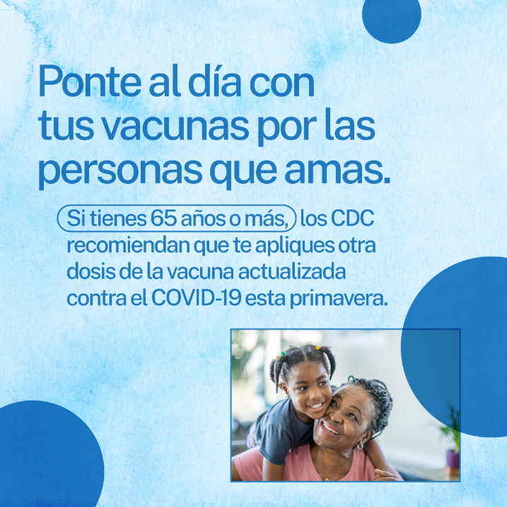 Graphic includes text alongside a photo of a Black grandmother smiling up at her grandchild on her back.