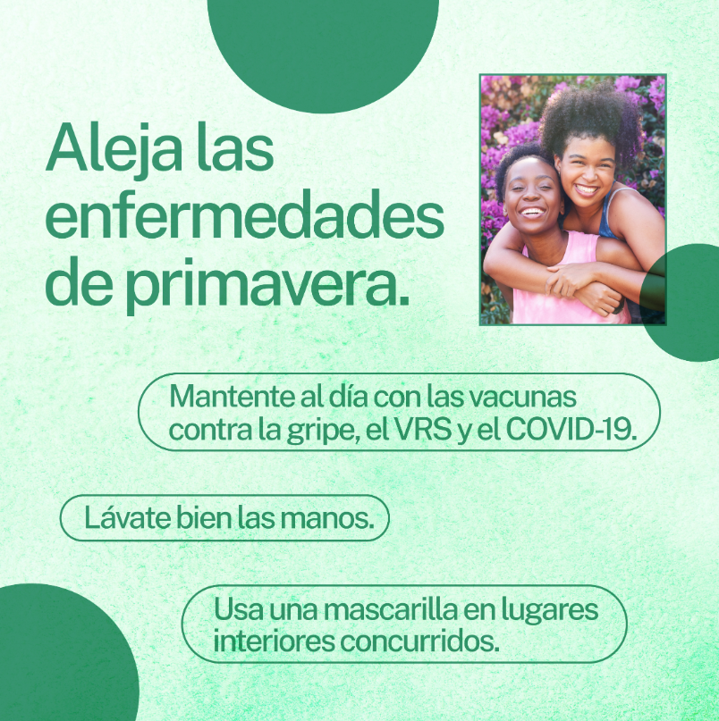 Graphic shows text alongside an image of two Black people smiling and embracing against a backdrop of flowers.