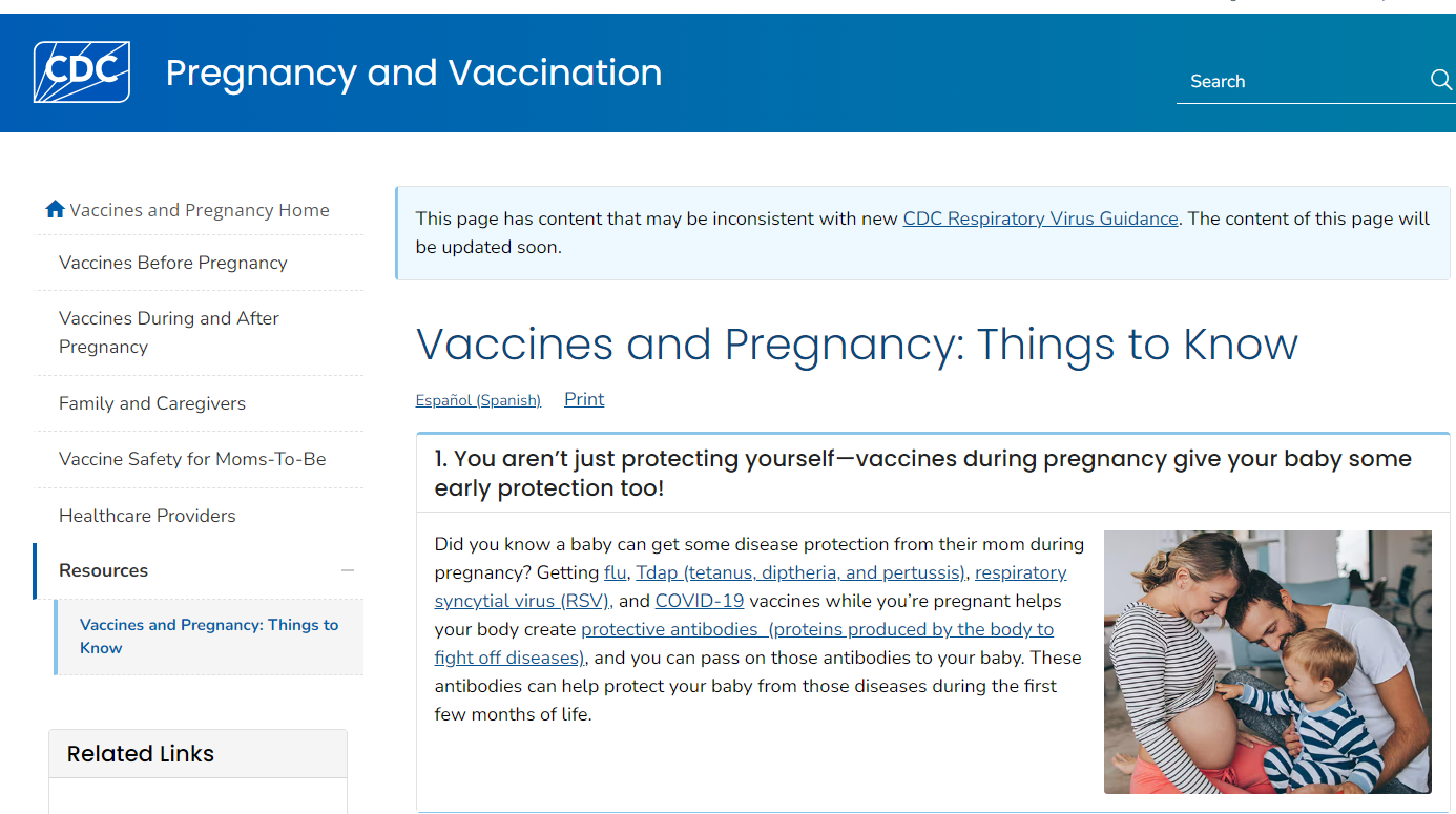 CDC webpage