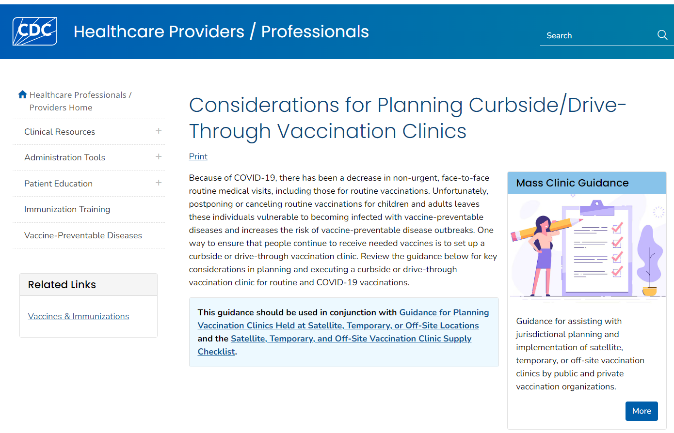 CDC webpage