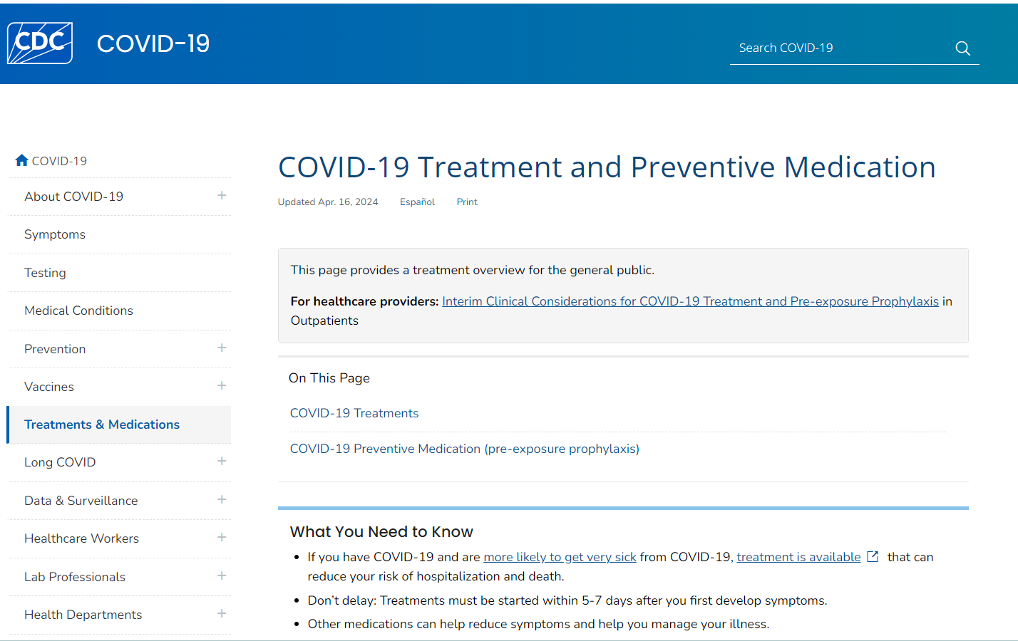 CDC webpage