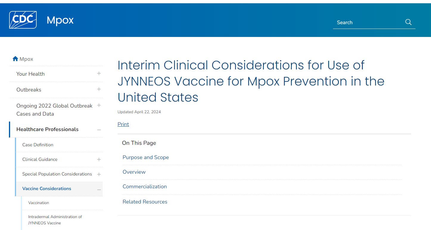 CDC webpage
