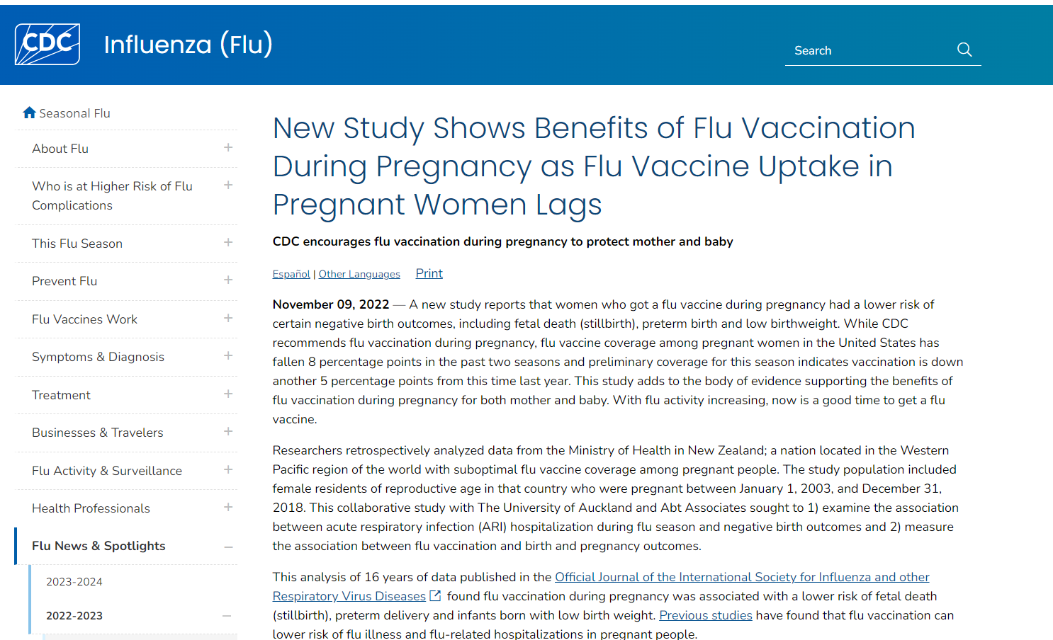 CDC Webpage