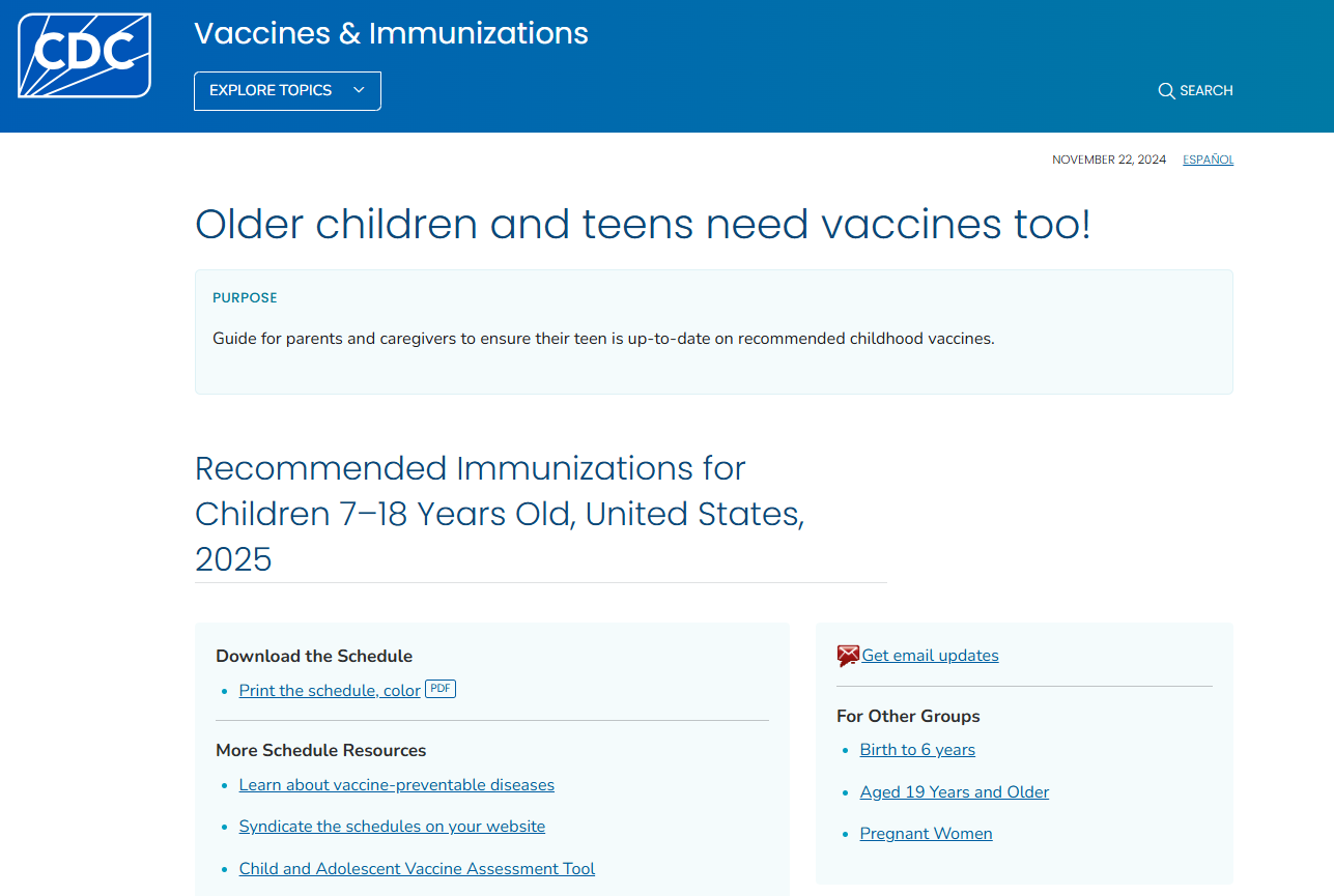 CDC webpage