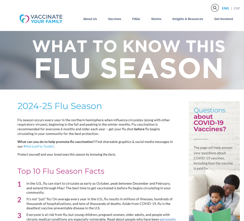 vaccinate your family webpage