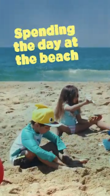 Video shows kids and adults enjoying summer activities before reminding people that summer plans are had to enjoy while sneezing and coughing and also reminds them that COVID-19 spikes are common in the summer