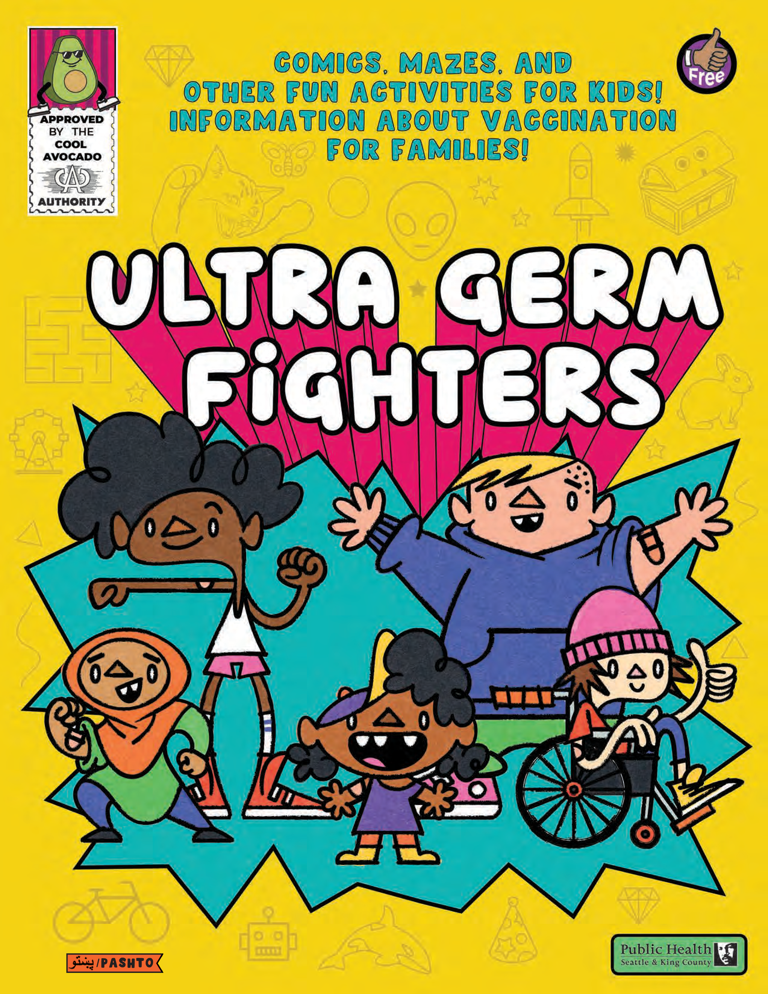 colorful comic book cover with several differently abled children
