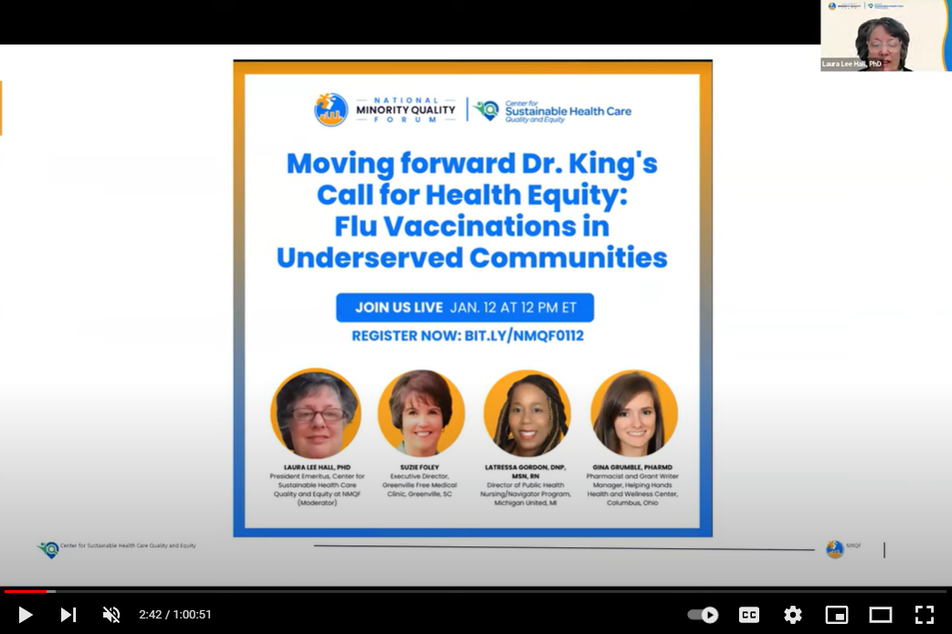 Title page for a presentation shows head shots for four speakers: From left to right the speakers are two middle aged white woman, a middle aged Black woman, and a middle aged white woman