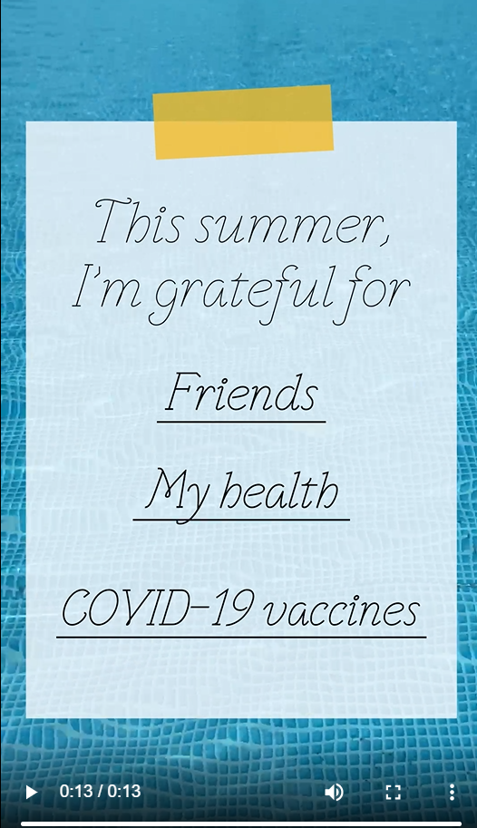 Text on a blue post it appears against a blue watery background