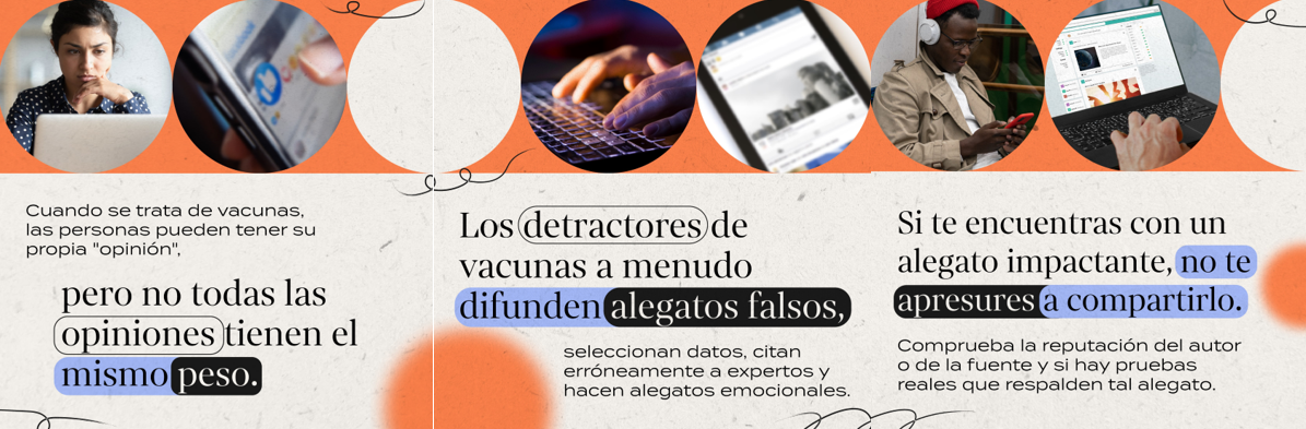 Panel of three images includes a woman looking quizzically at her laptop, a Black man looking at his phone, and hands typing on a keyboard.