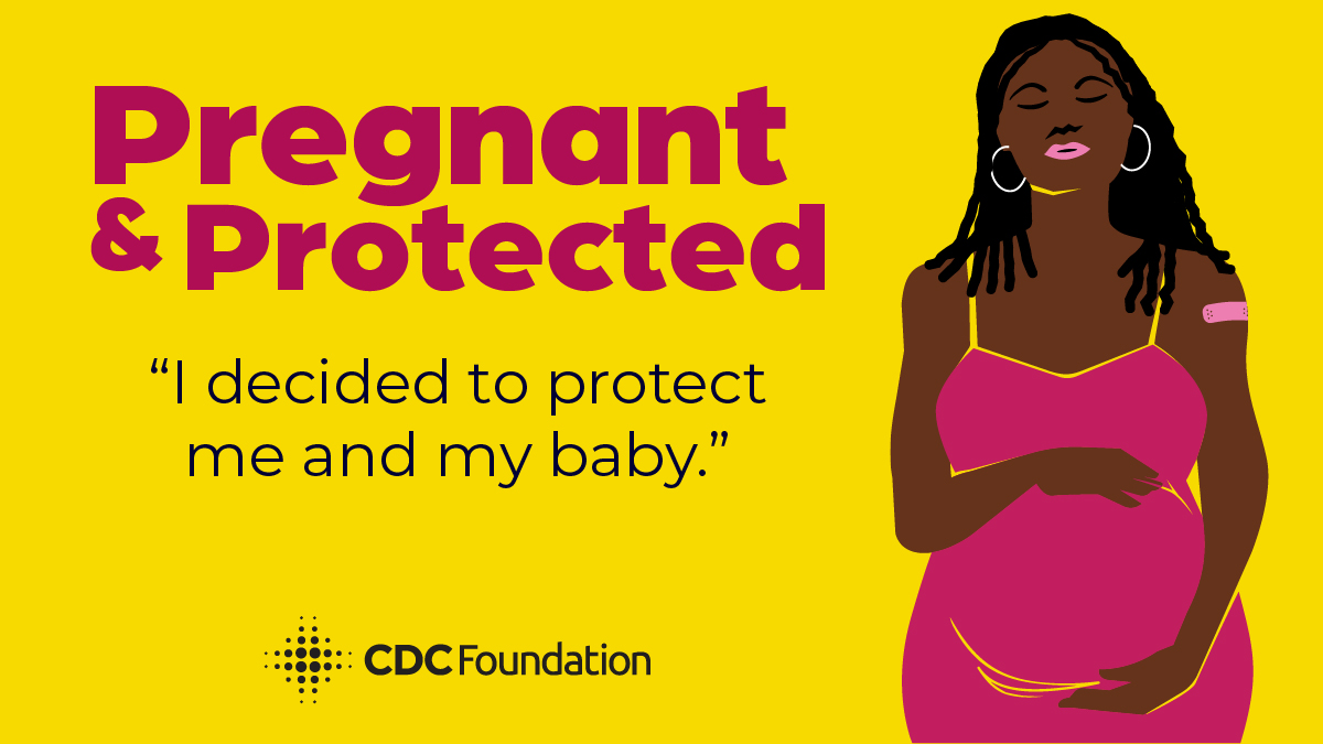 Illustration of a Black woman holding her pregnancy in her hands